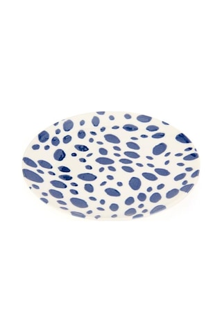 Tulu Porselen Lido Puantiyeli Pasta Tabağı - Mavi - 19 Cm Mavi