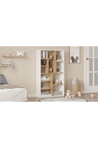 Korrion Kitaplık 124cm Sepet-beyaz Kor1-sw Kahverengi