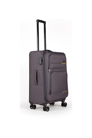 Fossil Unisex Kumaş Kabin Boy Ultra Hafif Şifreli Körüklü Kendi Etrafında Dönebilen Valiz 013-03 Füme