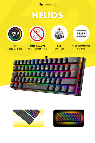 Gameagle HelApple Uyumlu iOS Mini Oyuncu Klavyesi Mekanik Klavye Bilek Destekli Red Switch Gaming Klavye Oyuncu Klavye