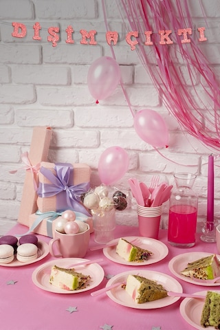 Pembe Dişim Çıktı Yazılı Banner, Diş Buğdayı, Doğum Günü Süsü, Simli Eva Banner Tüm Yaşlar
