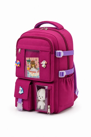 Quovo Kawaii Bag Club Kore Tarzı Full Aksesuarlı Ortopedik Günlük Yeni Okul Sırt Çantası Mor