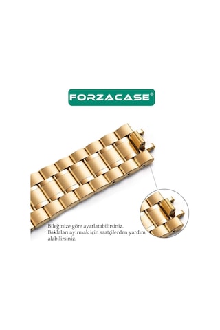 Forzacase Apple Uyumlu Watch 10 Series 46mm İle Metal Bakla Kordon Kayış - Fc179 Gold
