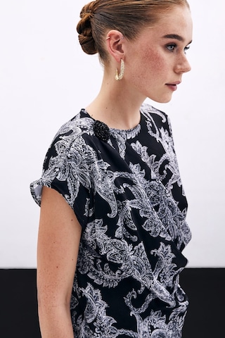 Sateen Aksesuar Detaylı Bluz - Siyah-135901 Siyah