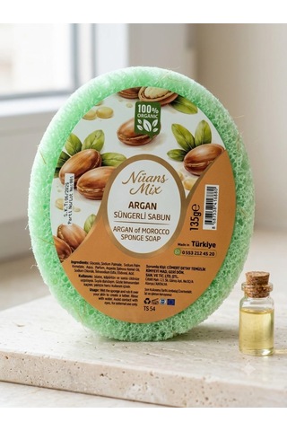 Doğal Handmade Süngerli Sabun, 135 Gr Argan