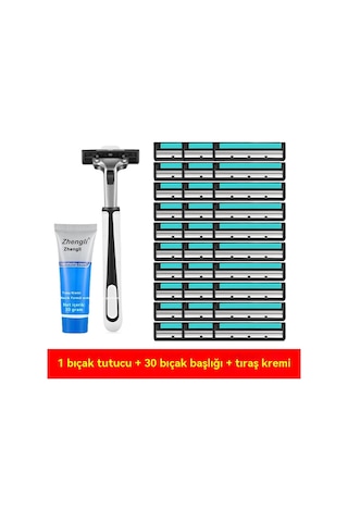 Bıçak Tıraş Makinesi Tıraş Makinesi Paslanmaz Çelik Manuel Kafa Erkek Vintage Sakal Bıçağı Sakal Bıçağı Sakal Bıçağı Elektrikli Değiştirme Ithal Çift Katmanlı 1 Bıçak Tutucu 30 Bıçak Tıraş Kremi