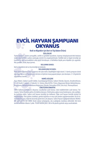 Pet White Kedi Köpek Evcil Hayvan Şampuanı Okyanus Kokulu 500 ML