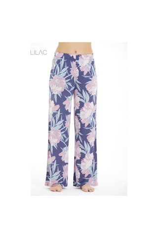 Lılac Kadın %100 Viskon Çiçek Desenli Pijama Altı Pantolon Mor Mor