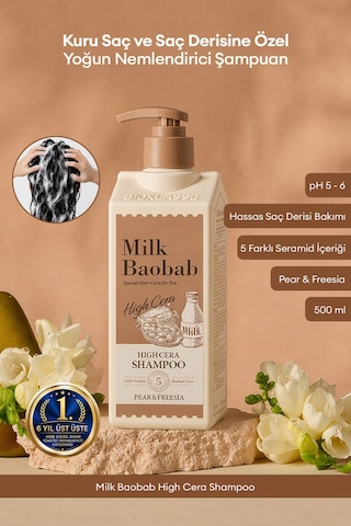 Kuru Saçlara Özel Yoğun Nemlendirici Şampuan Mılk Baobab High Cera Shampoo Pear&freesia