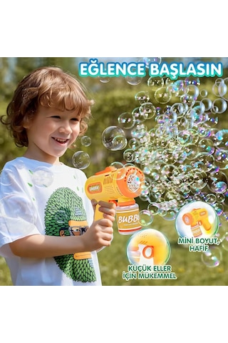 Pilli Işıklı Köpük Tabancası Baloncuk Tabancası Piller ve Baloncuk Likidi Hediyeli