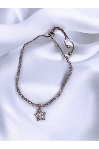 Yıldız Figürlü Asansörlü Silver Çelik Su Yolu Bileklik Gümüş