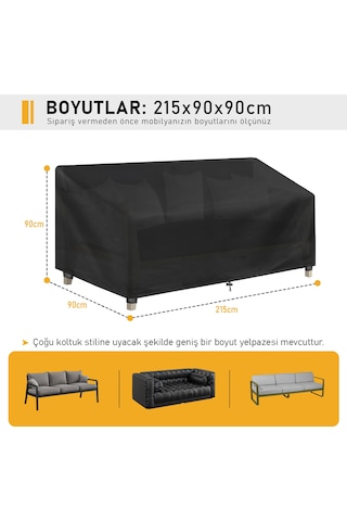 Haegs Çift Kişilik Bahçe Koltuk Örtüsü, Koruma Kılıfı, Su Geçirmez Açık Hava Bahçe Mobilya Kılıfları, Dış Mekan Sandalye Kılıfı Örtü Branda, Ağır Hizmet Tipi, 215-90-90cm - Siyah
