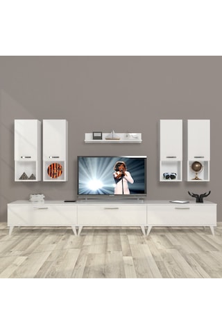Decoraktiv Eko 8da Mdf Retro Tv Ünitesi Tv Sehpası Beyaz