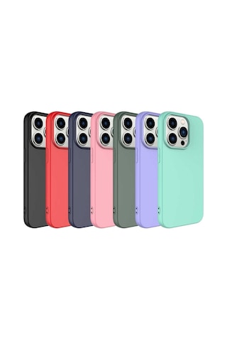 Iphone 14 Pro Max Uyumlu Kılıf Renkli Içi Kadife Silinebilir Logosuz Kapak Colr16473-pembe