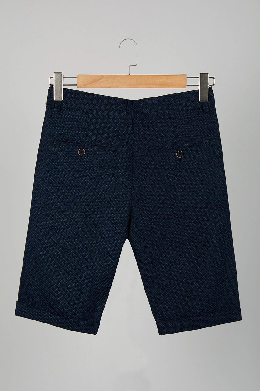 Veaven Erkek Koyu Mavi Slim Fit Keten Şort Vavn9y-2200196-5 Koyu Mavi