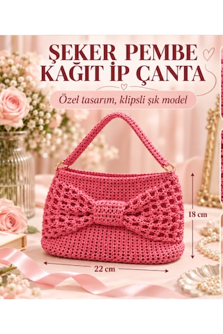 Pembe Kağıt İp Özel Tasarım Çanta