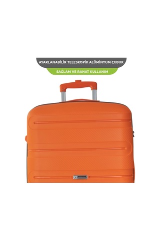 Vegmann Polipropilen Pp Atlas Turuncu Büyük Boy Valiz Çok Renkli