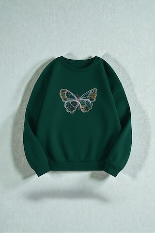 Uyguntarz Çok Renkli En Sevilen Kelebek Serisi Baskılı Sweatshirt 3'lü Fırsat Paketi