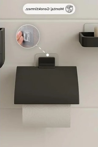 Yapışkanlı Tuvalet Kağıtlık - Antrasit Renk 16.5 x 12.2 x 11.2 CM
