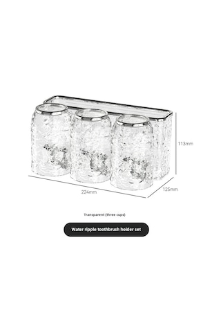 Reedark Banyo Fırça Dolabı, 3 Şeffaf Bardaklı Su Dalgalı Desenli, Sürekli Plastik Materyal, Delme Yok Sıçramalı Tutucuyla Duvar Takımı Diğer