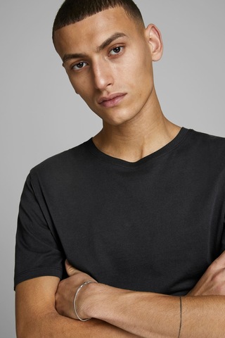 Jack & Jones Jack Jones Erkek Bisiklet Yaka Tişört 12156101 Siyah