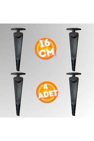 16 Cm Metal Klas Koltuk Ayağı Mobilya Ayağı Ünite Ayağı Konsol Ayağı Puf Berjer Ayağı 4 Adet Siyah