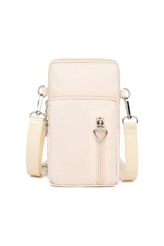 Rahat Küçük Omuz Çantası Kadın Cep Telefonu Cebi Durumda Su Geçirmez Naylon Spor Kol Paketi Mini Messenger Çanta Crossbody Çanta Bej