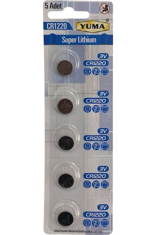 Yuma Cr1220 Süper Lityum 3v 5 Li Kart Düğme Pil