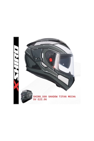 Shiro Fullface Shadow Tit Motosiklet Kaskı Kapalı Grafik