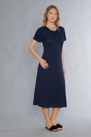 Klasik Dantel Detaylı Kısa Kollu Şık Zarif Gecelik Flz 38-31 Lacivert