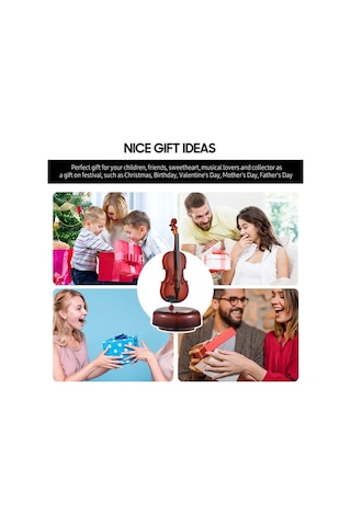 Ulzyvf Klasik Keman Tasarımı Kurmalı Müzik Kutusu - Döner Tabanlı Mini Hediye