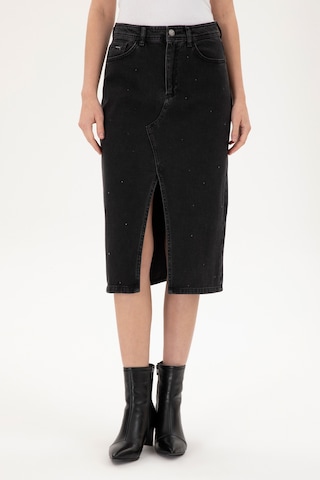 U.S. Polo Assn. Kadın Siyah Midi Boy Jean Etek 50295993-DN0027