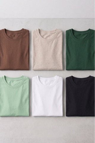 Kiagu Kız Erkek Çocuk Basic Tişört 6'lı Set Pamuklu Kısa Kollu Çocuk Tişört 2-13 Yaş T-shirt Çocuk Unisex 6'lı Kısa Kol Basic Tişört Seti 2-13 Yaş Pamuklu Penye 6'lı Set3 - 901092358 6'lı Set3