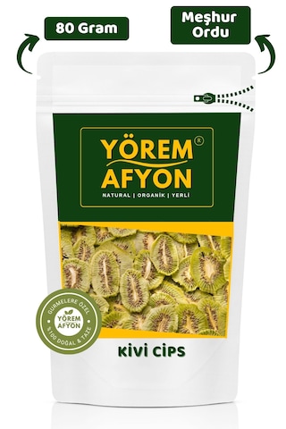 Yörem Afyon Meşhur Ordu Güneşte Kurutulmuş %100 Meyve Katkısız Şekersiz Vegan Kivi Cips 80gr. 80 G