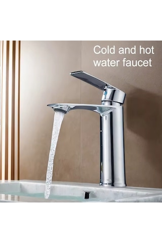 Moonhigh Sıcak Soğuk Çift Girişli Banyo Lavabo Bataryası Krom Renk Kaliteli Tasarım 2 Yıl Garanti Krom
