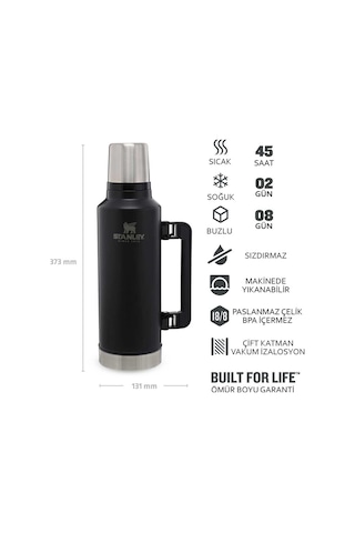 Stanley Klasik Paslanmaz Çelik Büyük Termos 1.9 L - 2Qt Siyah 3 Siyah
