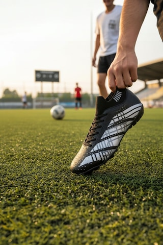 Enoch Silver-grid Entegre Bilekli Profesyonel Futbol Ayakkabısı Siyah - Gri