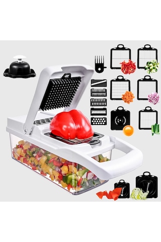 Symbee Mutfakta Hızlı Kesim İçin Çok Fonksiyonlu Sebze-meyve Dilimleyici, 26 Parça Set Siyah-beyaz - Dilimleme, Küpleme, Rendeleme Diğer