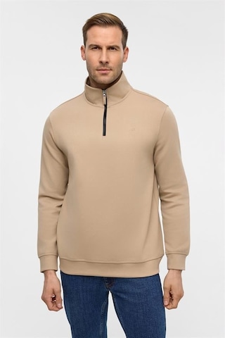 Süvari Bej Regular Düz Yarım Balıkçı Yaka Sweatshirt Bej