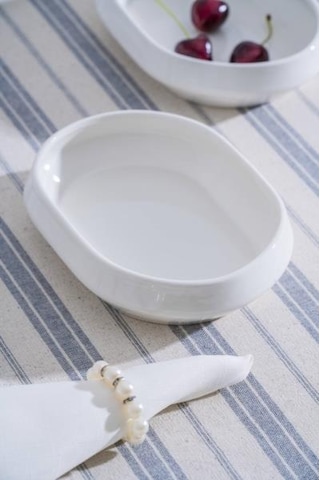 Acar Jea-07401 Rumi 4 Adet Porselen Oval Kayık Sunum Tabak 16 Cm Beyaz