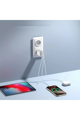 Xuweiwei Avrupa Süper Hızlı 50w 3 Portlu Şarj Cihazı 1 Fiş 1 5 M Kablo Dell Xps İphone Uyumlu S23 Pixel 7 Steam Deck Alt N