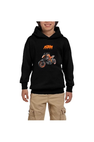 Zepplin Giyim KTM 1290 Super Duke Racing Siyah Çocuk Kapşonlu Sweatshirt Siyah