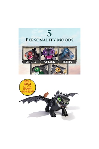 Ejderhanı Nasıl Eğitirsin Sesli Işıklı 50 Cm Kanat Genişliğinde İnteraktif Dişsiz Figür