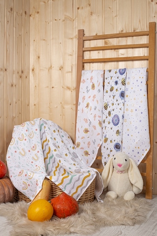 Dijital Baskılı 6lı Çok Amaçlı Müslin Örtü Seti - 75 x 75 Çok Renkli