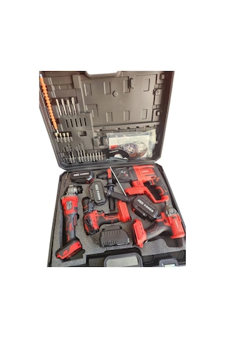 Rodex RDX3004 20V 3x4.0 Ah Li-ıon D.Matkap 45 NM D.Somun Sıkma 300 NM Kırıcı Delici 2.5J Avuç 4'lü Makine Seti
