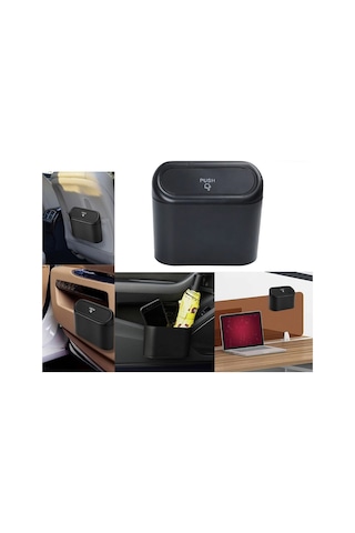 Carub Araç İçi Çöp Kovası Portatif Taşınabilir Oto Ofis Çöp Kutusu Br2944631 1 Adet Siyah