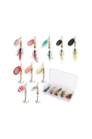 Valkyrie 10 Adet Kutulu Fly Spinner Bait Yem Zoka Seti Döner Tip Tatlı Tuzlu Sinek Olta