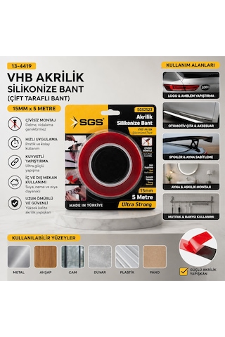 15mmx5yrd Vhb Akrilik Silikonize Bant Çift Taraflı Bant 4741 Diğer