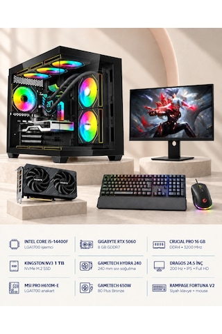 Symoon SYMOONPC0342 i5-14400F 8 GB 16 GB 1 TB SSD RTX5060 24.5" Dos Masüstü Oyuncu Bilgisayarı Symoon SYMOONPC0342 i5-14400F 8 GB 16 GB 1 TB SSD RTX5060 24.5" Dos Masüstü Oyuncu Bilgisayarı