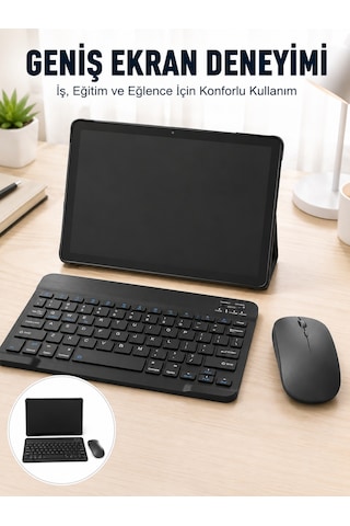 Android İşletim Sistemli Sım Kart Girişli Tablet Bluetooth Klavye Mouse Seti Mobil İnternet Destekli